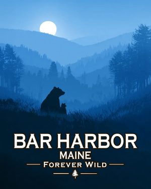 Bar Harbor - Maine - Forever Wild - Mother Bear and Cub Enjoy the Evening