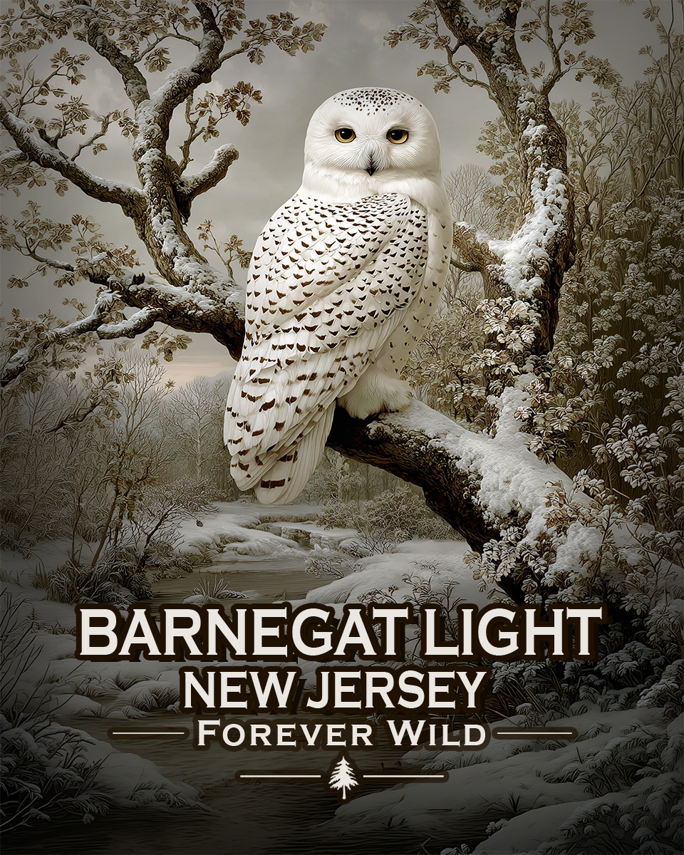 Barnegat Light New Jersey - Forever Wild - Souvenir Snowy Owl Art Print