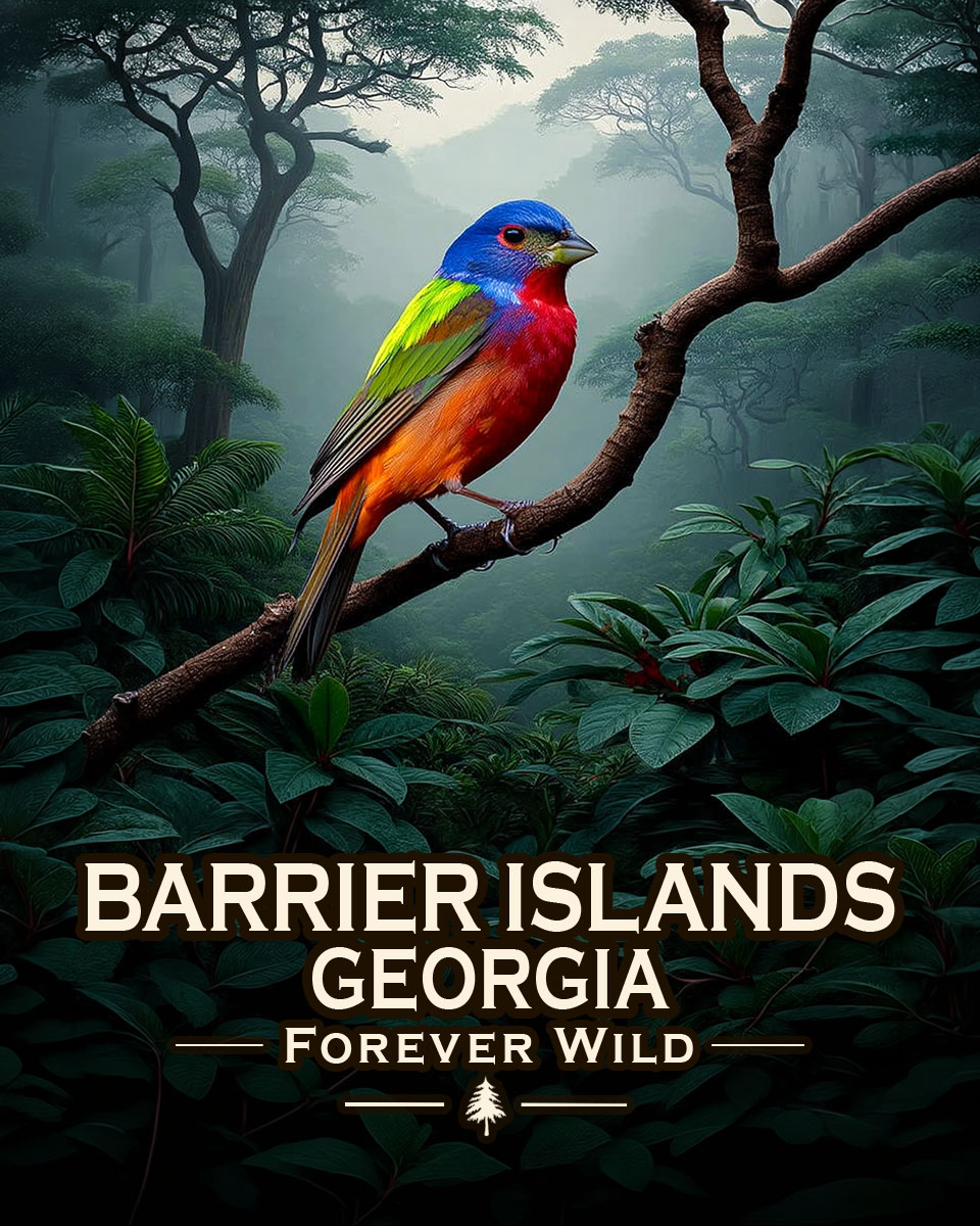 Barrier Islands Georgia - Forever Wild - Painted Bunting Souvenir Art Print