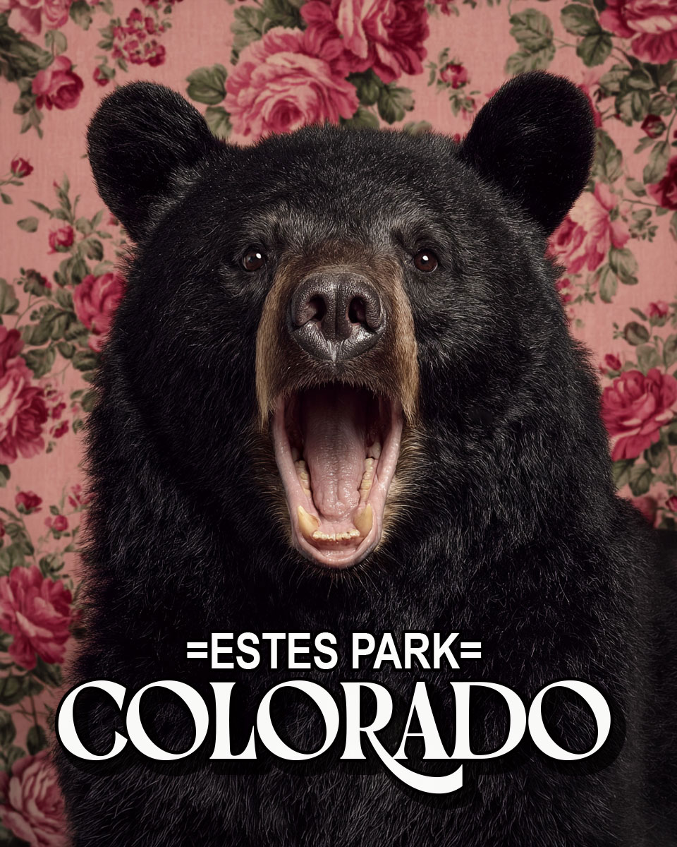 Bear with a viewpoint - Estes Park Souvenir Art Print