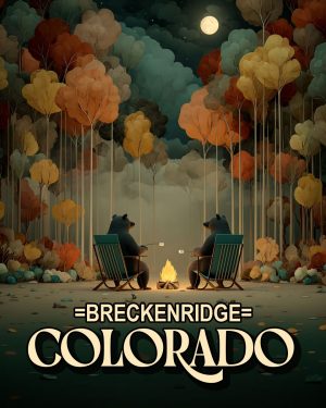 Bears Roasting Marshmallows - Breckenridge, Colorado Souvenir Art Print