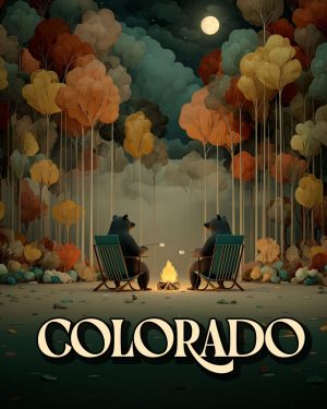 Bears Roasting Marshmallows - Colorado Souvenir Art Print