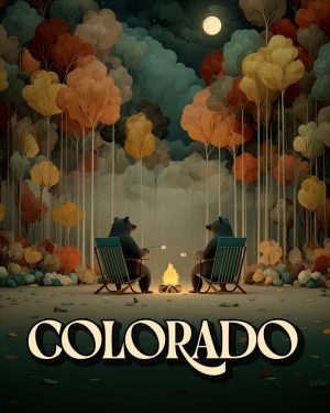 Bears Roasting Marshmallows - Colorado Souvenir Art Print