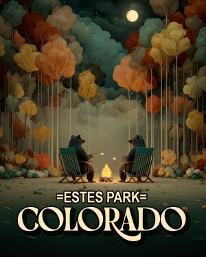 Bears Roasting Marshmallows -  Estes Park Souvenir Art Print