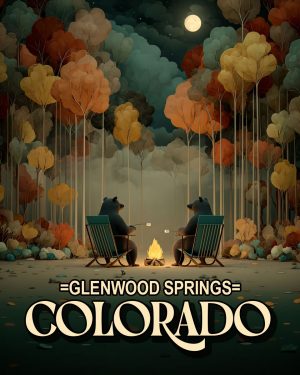 Bears Roasting Marshmallows -  Glenwood Springs Souvenir Art Print