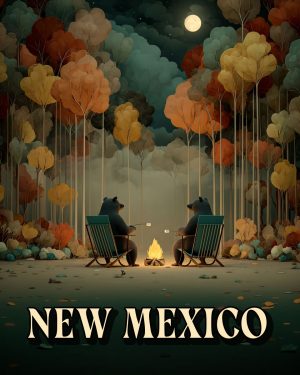 Bears Roasting Marshmallows -  New Mexico Souvenir Art Print