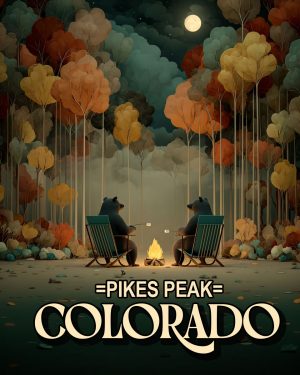 Bears Roasting Marshmallows -  Pikes Peak Souvenir Art Print