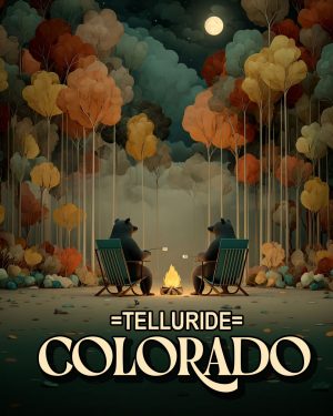 Bears Roasting Marshmallows -  Telluride Souvenir Art Print