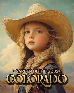 Beautiful Young Cowgirl - Garden of the Gods Souvenir Art Print