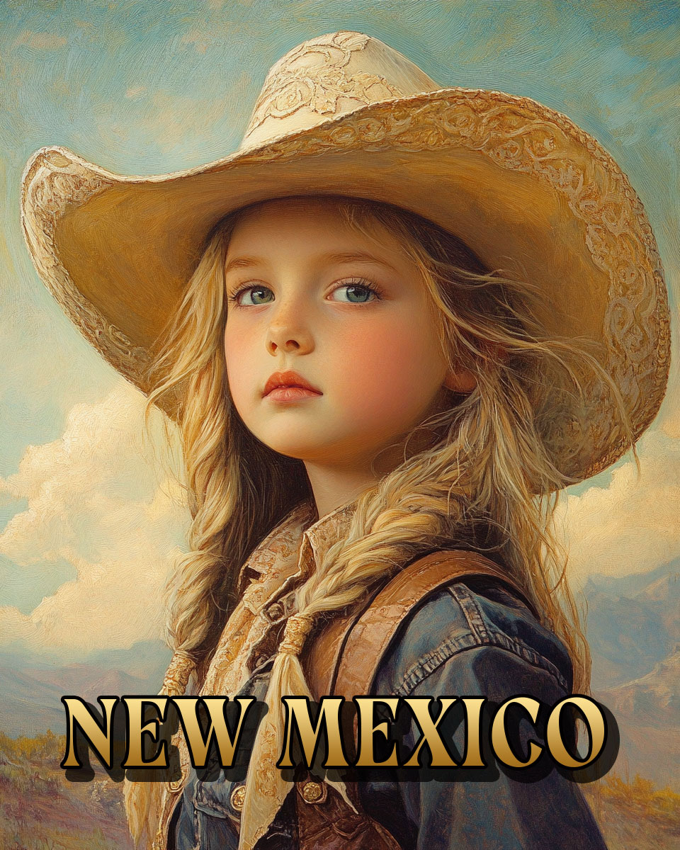 Beautiful Young Cowgirl - New Mexico Souvenir Art Print