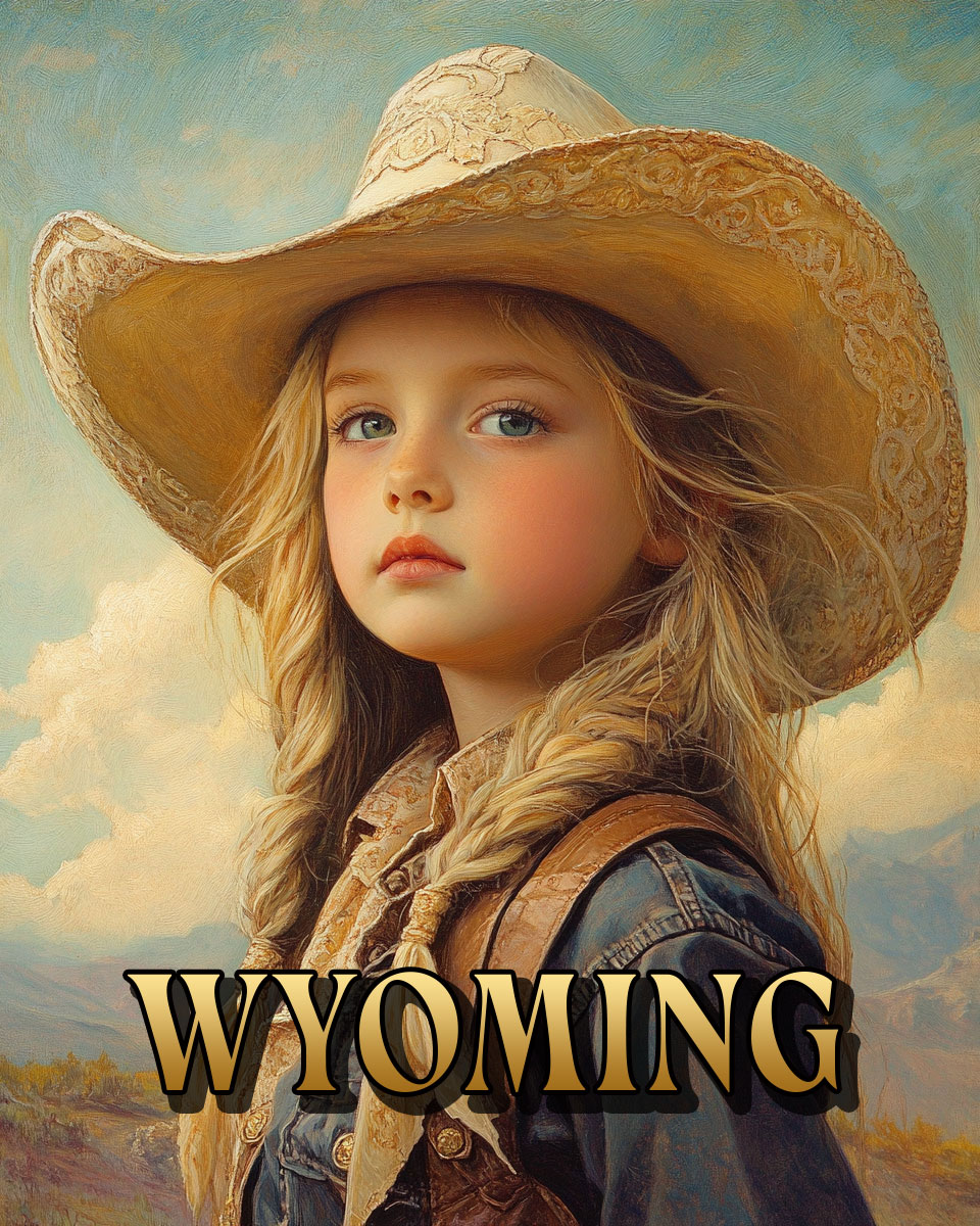 Beautiful Young Cowgirl - Wyoming Souvenir Art Print