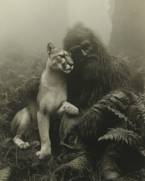 Mountain Lion with His Pet - Vintage Bigfoot Art Prints