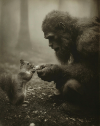 Feeding a Squirrel - Vintage Bigfoot Art Prints