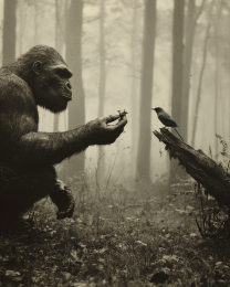 Feeding a Bird - Vintage Bigfoot Art Prints