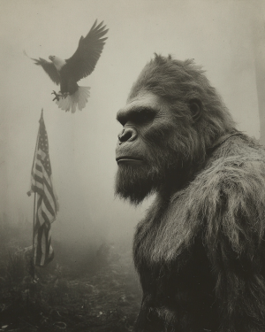 Bald Eagle & American Flag - Vintage Bigfoot Art Prints