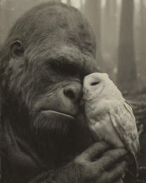 With Pet Owl - Vintage Bigfoot Art Prints