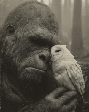 With Pet Owl - Vintage Bigfoot Art Prints