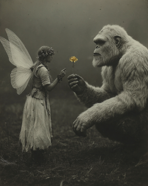 A Peace Offering - Vintage Bigfoot Art Print