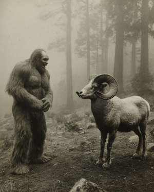 And Then the Elk Said - Vintage Bigfoot Art Print