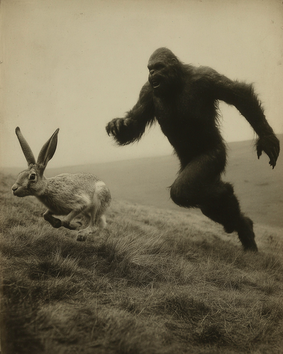 The Jackrabbit Wins - Vintage Bigfoot Art Print