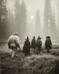 Heading to the Gathering - Vintage Bigfoot Art Print