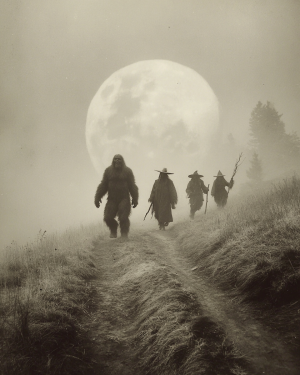 Heading to Camp - Vintage Bigfoot Art Print