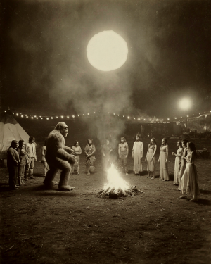 Campfire Congregation - Vintage Bigfoot Art Print