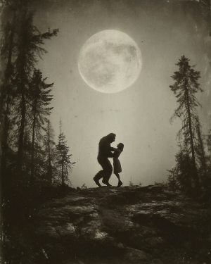 Secret Meeting - Vintage Bigfoot Art Print