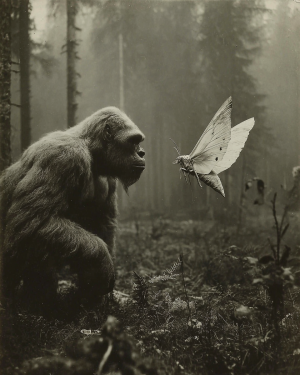 Giant Moth Sharing Some Wisdom - Vintage Bigfoot Art Print
