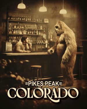 Bigfoot Asking for a Bar Tab -  Pikes Peak Souvenir Art Print