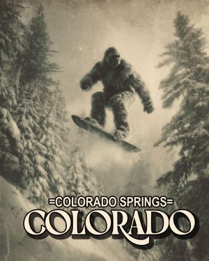 Bigfoot Catching Air - Colorado Springs Souvenir Art Print