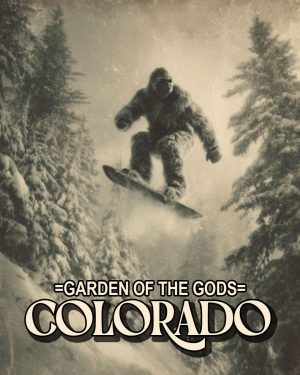 Bigfoot Catching Air - Garden of the Gods Souvenir Art Print