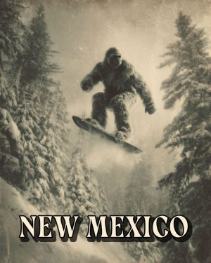 Bigfoot Catching Air -  New Mexico Souvenir Art Print