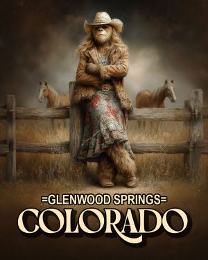 Bigfoot Cowgirl -  Glenwood Springs Souvenir Art Print