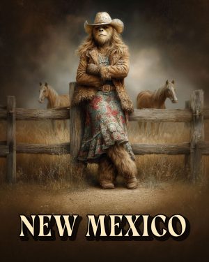 Bigfoot Cowgirl -  New Mexico Souvenir Art Print
