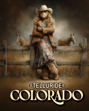 Bigfoot Cowgirl -  Telluride Souvenir Art Print