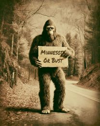 Bigfoot Hitchhiking to Minnesota on a Woodland Road