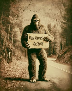 Bigfoot Hitchhiking to New Hampshire on a Woodland Road