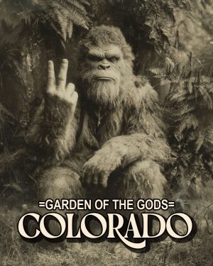 Bigfoot Peace Sign - Garden of the Gods Souvenir Art Print