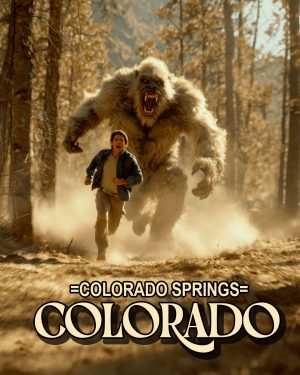 Bigfoot in Pursuit - Colorado Springs Souvenir Art Print