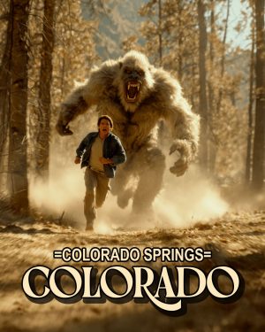 Bigfoot in Pursuit - Colorado Springs Souvenir Art Print