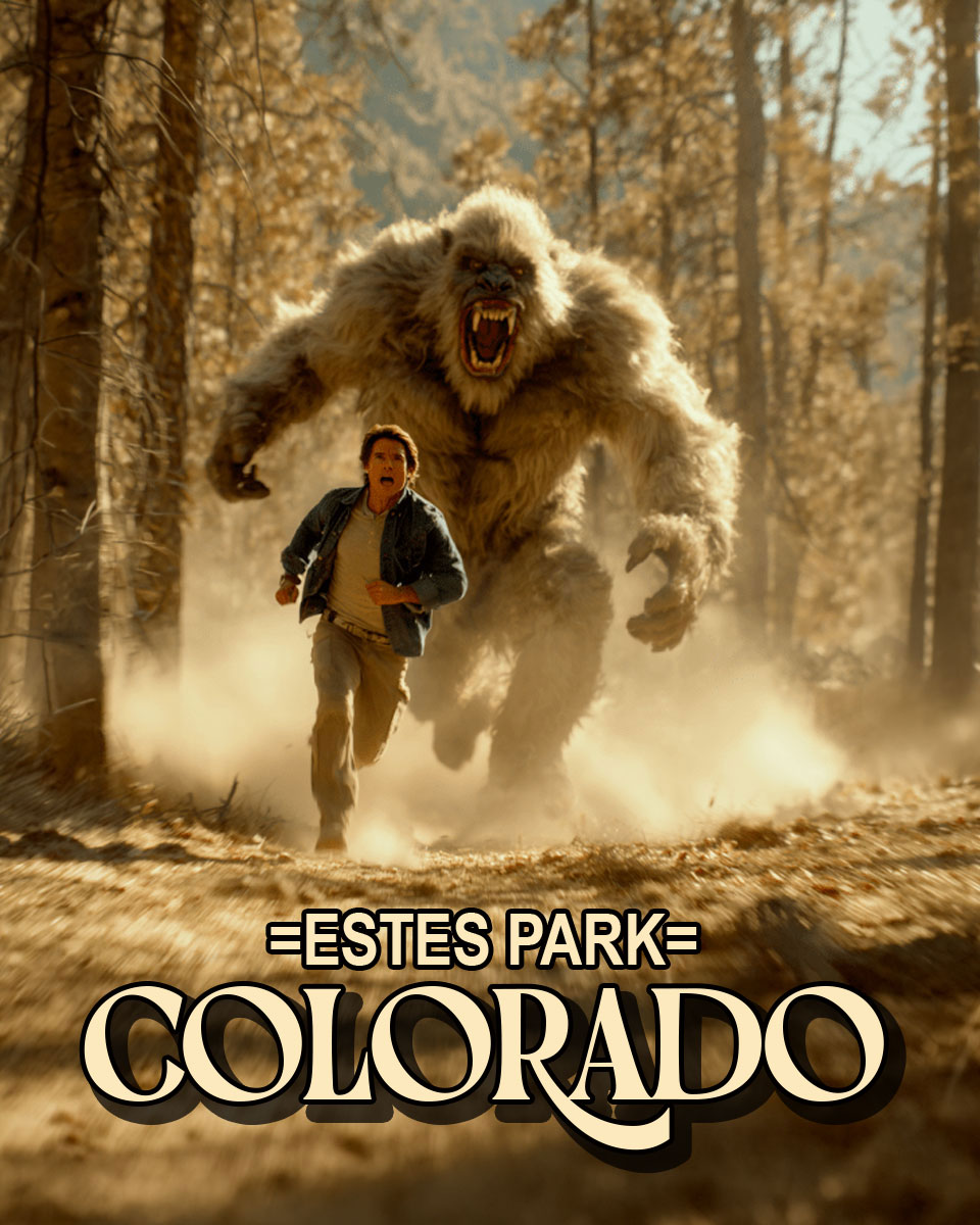 Bigfoot in Pursuit - Estes Park Souvenir Art Print