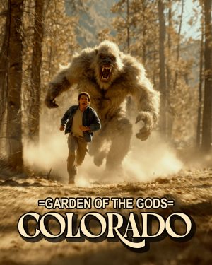 Bigfoot in Pursuit - Garden of the Gods Souvenir Art Print