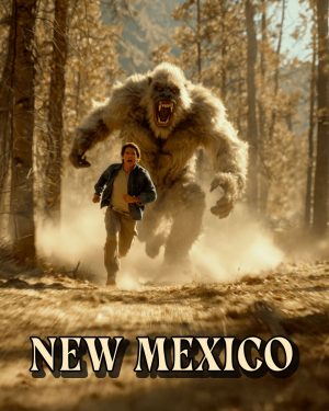 Bigfoot in Pursuit -  New Mexico Souvenir Art Print