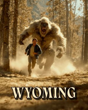 Bigfoot in Pursuit -  Wyoming Souvenir Art Print