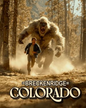 Bigfoot in Pursuit - Breckenridge, Colorado Souvenir Art Print