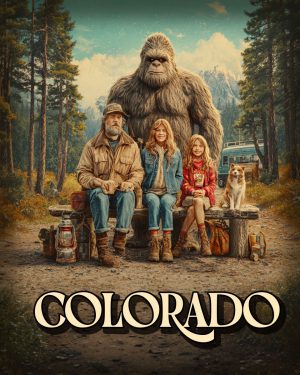 Bigfoot on Family Camping Trip - Colorado Souvenir Art Print