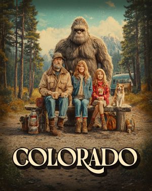 Bigfoot on Family Camping Trip - Colorado Souvenir Art Print