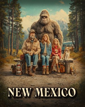 Bigfoot on Family Camping Trip -  New Mexico Souvenir Art Print