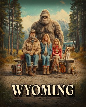 Bigfoot on Family Camping Trip -  Wyoming Souvenir Art Print